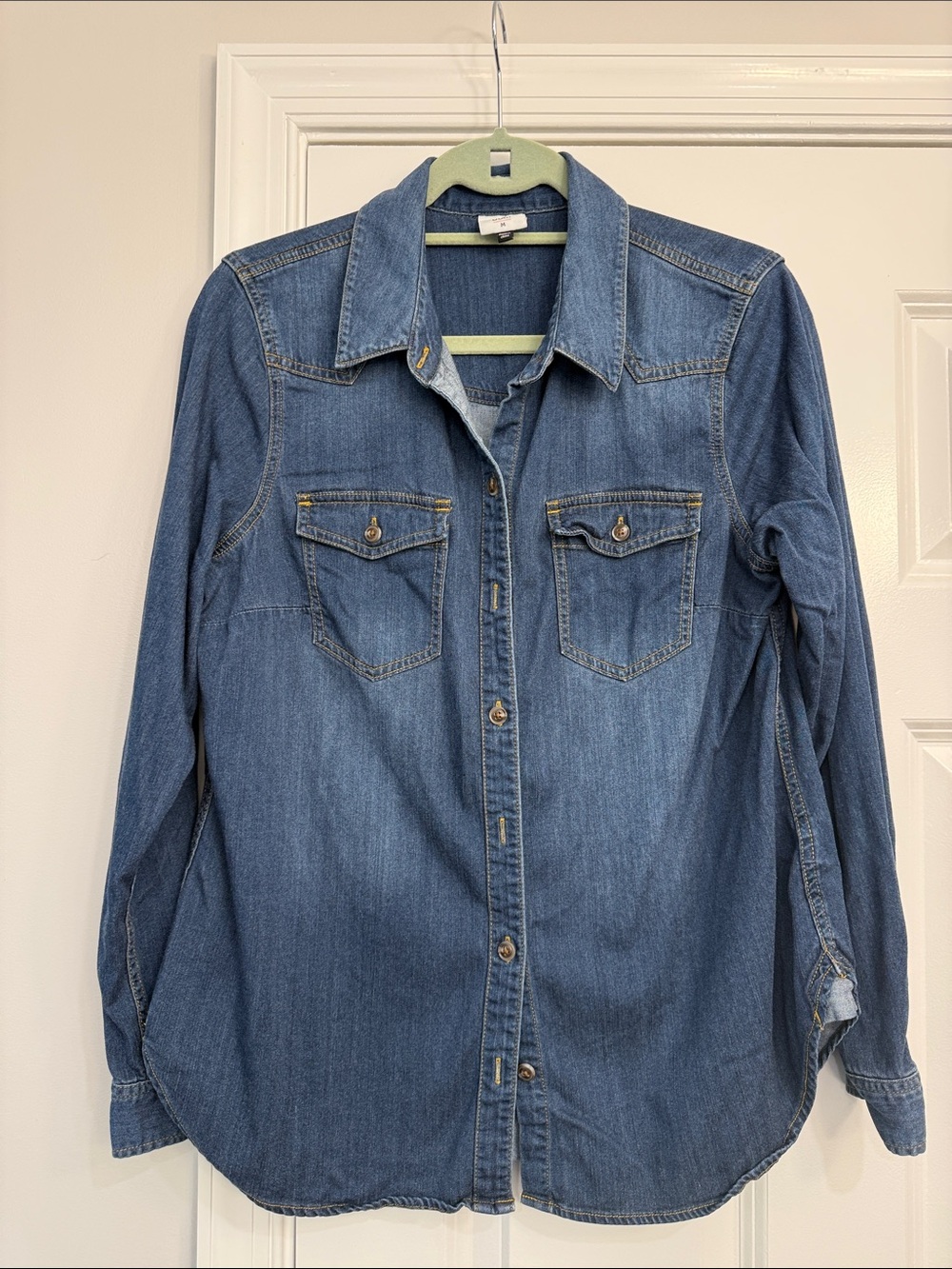 CAbi Medium Blue Denim Shirt Jacket